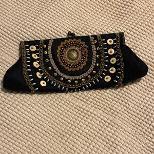 Coldwater Creek Black and Brown Embellished Clutch